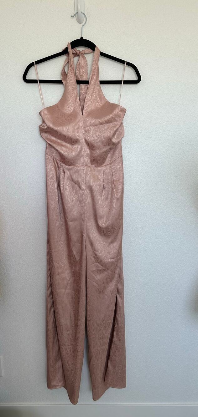 Free People Du Paradis Blush Halter Jumpsuit - S